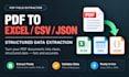 extract structured data from pdfs to excel CSV and json