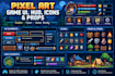 create pixel art game UI hud icons props and assets