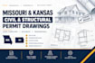 prepare missouri and kansas civil structural permit drawings