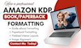 do paperback formatting book formatting for amazon KDP kindle ebook formatting