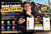 build custom food truck app with menu, locations, orders, schedule, API, alerts