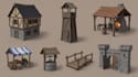 low poly 3d game assets props environment object weapons buildings terrain model