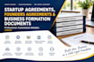 draft startup agreements, founders agreements and business formation documents