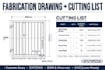 do fabrication drawing  for gate fence with cutting list