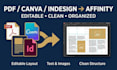 convert PDF, canva and indesign files into editable affinity publisher documents