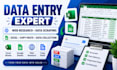 do data entry, web research, data scraping, excel and copy paste