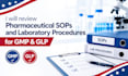 review pharmaceutical sops and laboratory procedures for gmp glp