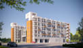 do residential complex, urban apartment design, 3d building model with rendering