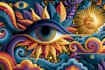 create vibrant psychedelic and trippy style illustrations