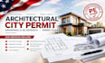 do architectural city permit, permit drawing and blueprints permit plan