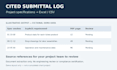 create a cited construction submittal log from your project specifications