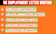 write a UK employment verification letter for visa