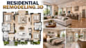 create residential remodeling 3d visualization with detailed plans