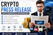 write and distribute crypto press release, blockchain PR and web3