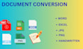 do PDF to excel, PDF to word and document file conversion