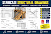 design staircase structural drawings, stringer, framing and landing plans