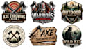 design axe throwing club, warrior and outdoor badge logo