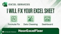 fix excel formulas, clean messy data and create dashboard