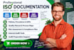 create iso 9001, 14001, 45001, 27001, qms documentation and audit support