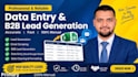 do b2b lead generation, data entry, and excel data cleaning