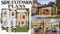 create side extension floor plans with detailed 3d visualization