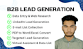 provide b2b lead generation and web research data list