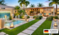 contextual lanscape backyard design, landscape architect pool 3d garden