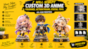 sculpt 3d anime action figures, chibi toys and  figurines for printing models