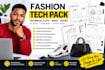 create fashion tech pack, technical flats, bag and shoe tech pack