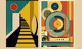 create unique bauhaus, retro and modernist poster designs