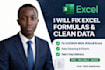 fix excel formulas, clean data, and create charts