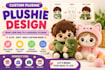 design custom plush toy, plushie design and character design with tech pack