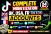 create USA, france, uk account, monetization, creator rewards program