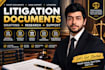 prepare court documents, appeals and litigation drafting