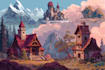 draw fantasy environment, landscape illustrations or fantasy landscape