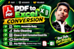 convert PDF to excel,clean messy data,data entry,copy paste