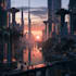 draw sci fi , cyberpunk, fantasy science fiction city