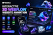 interactive 3d webflow website animation rive spline webgl parallax animation