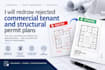 redraw rejected commercial tenant and structural permit plans