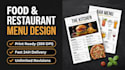 design a modern restaurant menu and food menu