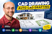 redraw cad drawing drafting autocad file house plans site plan drawing elevation