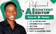 humanize ai book, ai ebook content, proofreading, line editing and copy editing