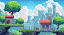 create pixel art environment design, game backgrounds, maps and scenes