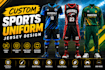 design custom sports uniform, jersey and team kit