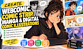 create webcomic, comic strip, manga digital comic illustrations cartoon script