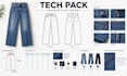create denim jeans tech pack, apparel design and garment specifications