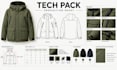 create jacket and outerwear tech pack with technical drawings and specs
