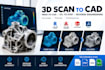 3d scan to cad, mesh to cad, reverse engineering, stl to step with point cloud