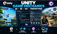 build unity 2d 3d game mechanics, csharp gameplay scripting and web pc prototype