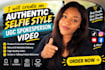 create an authentic selfie video style of a ugc spokesperson